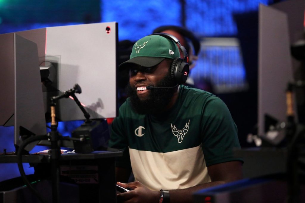 Aaron "Arooks" Rookwood playing in the NBA 2K League