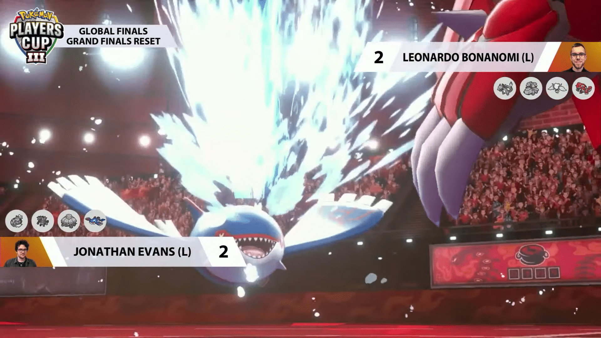 Ezrael's Kyogre deals the finishing blow to Ilbona's Groudon to win the second set of grand finals in Pokémon Players Cup III.