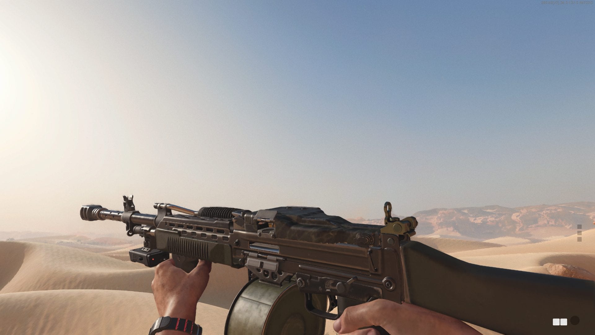 first person perspective of the Stoner 63 LMG in Warzone