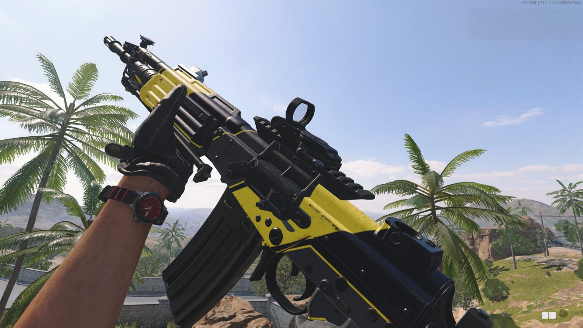 First person perspective of the FARA 83 for its loadout in Black Ops Cold War