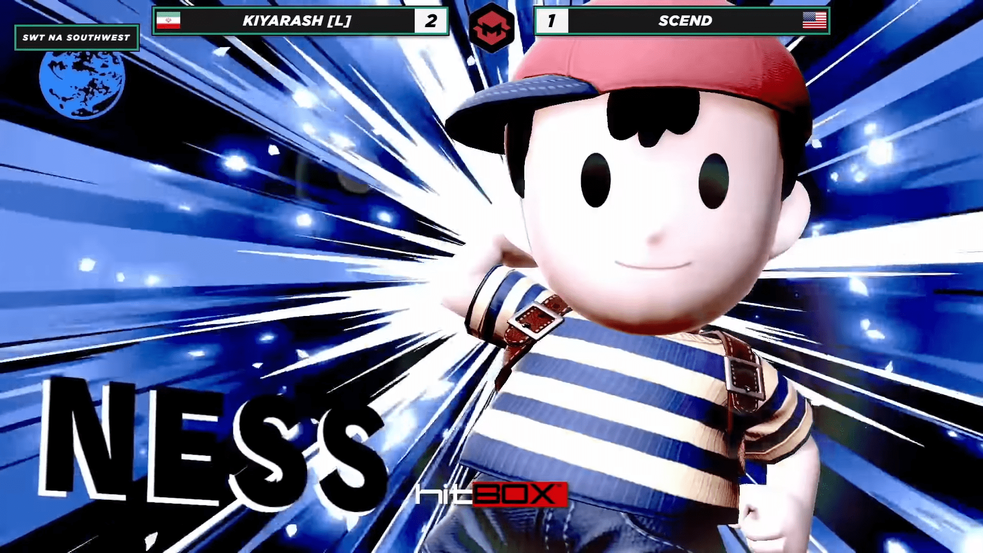 The Ness victory screen after Scend beat Kiyarash at the SWT NA Southwest Ultimate Online Qualifier.