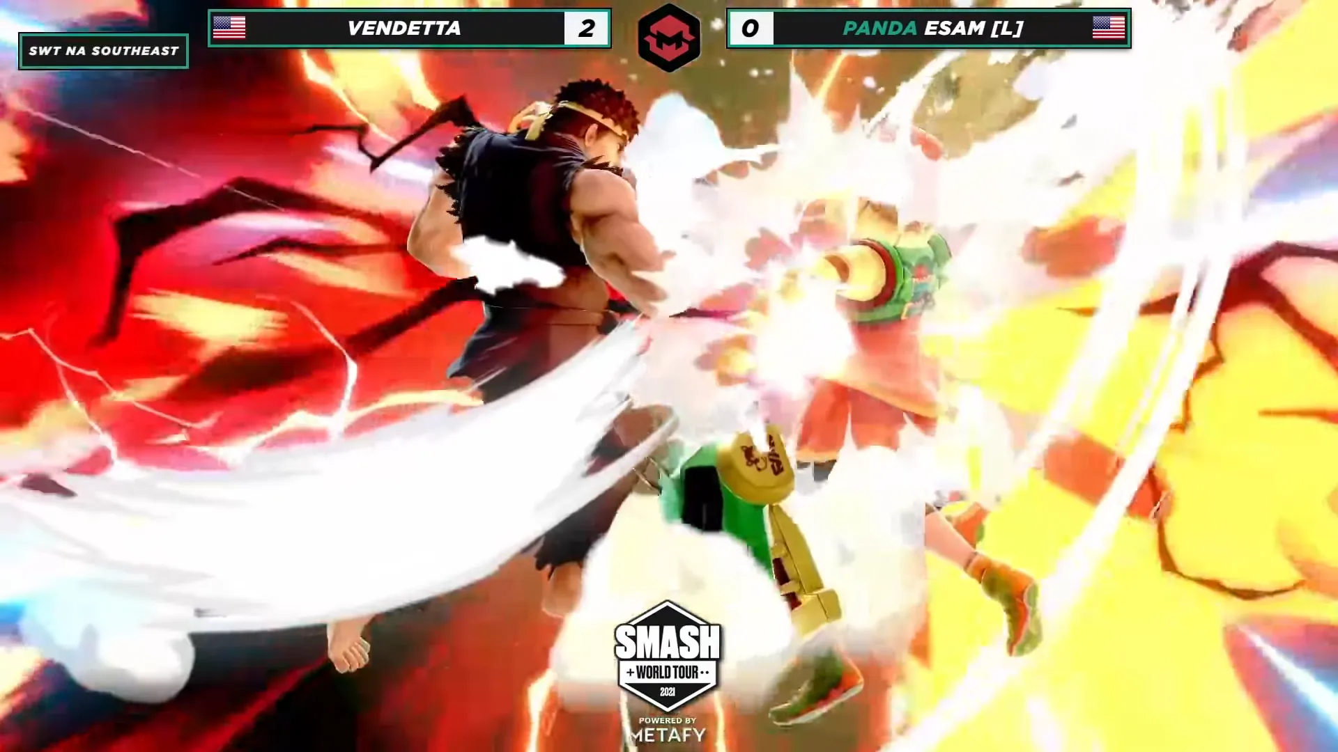 Vendetta's Ryu lands a Shoryuken to finish off ESAM's Min Min in grand finals of the SWT NA Southeast Qualifier.