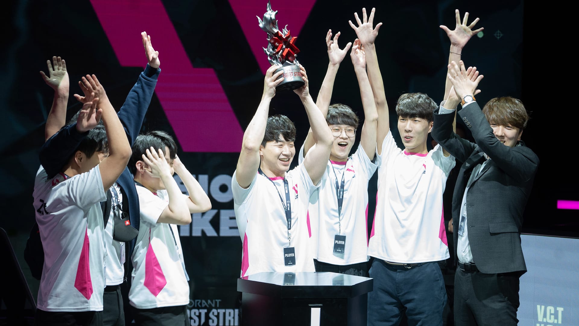 Vision Strikers raise previous first strike trophy before being eliminated from Iceland