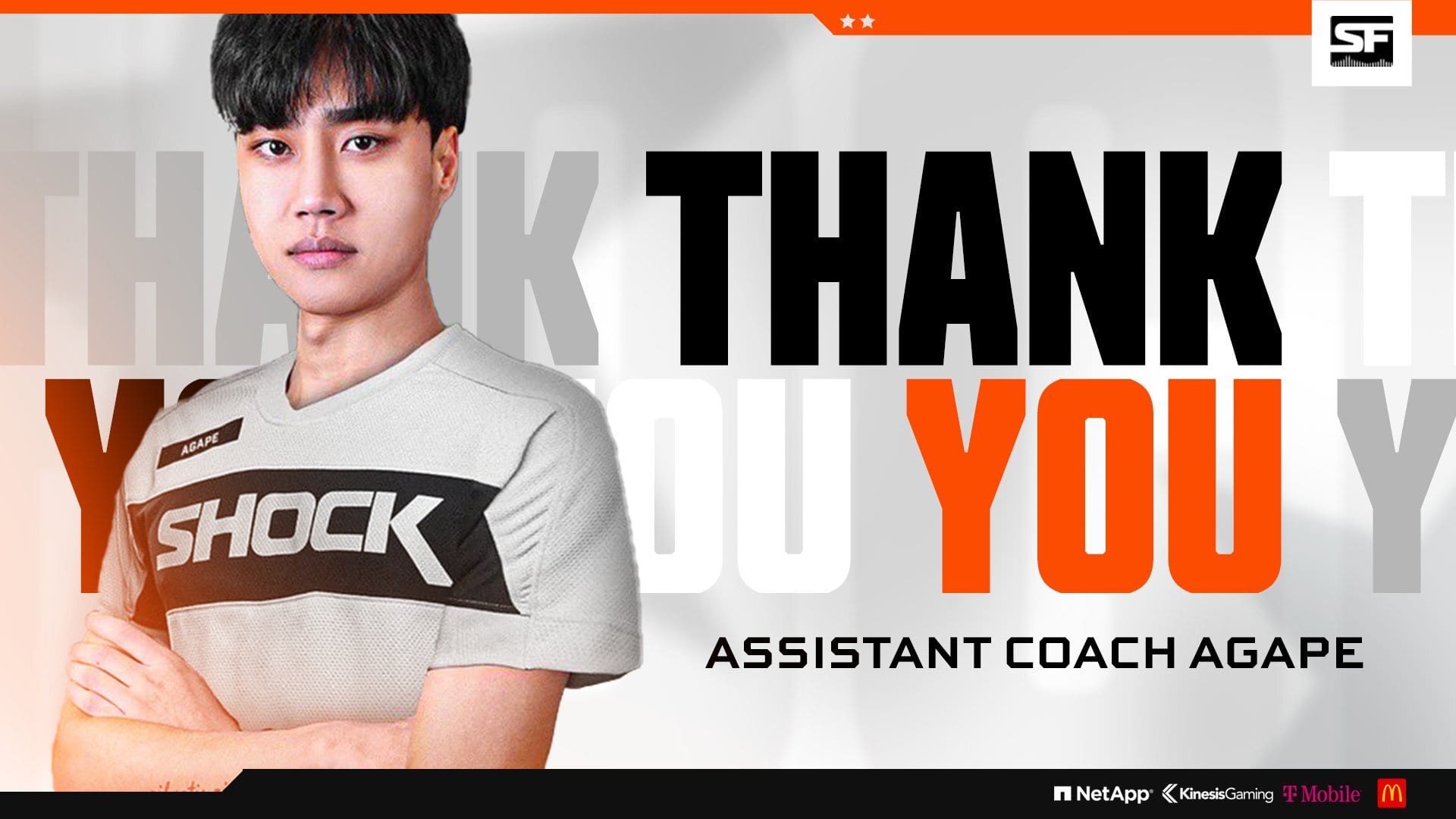 San Francisco Shock Agape thank you sign