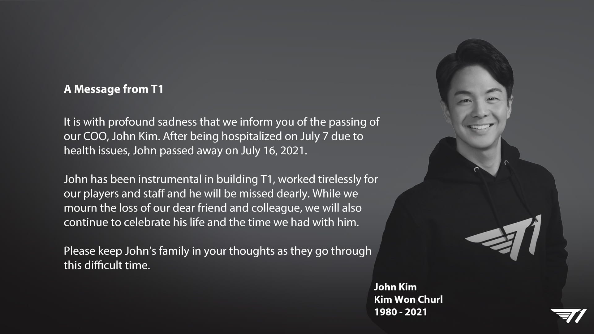John Kim COO of T1