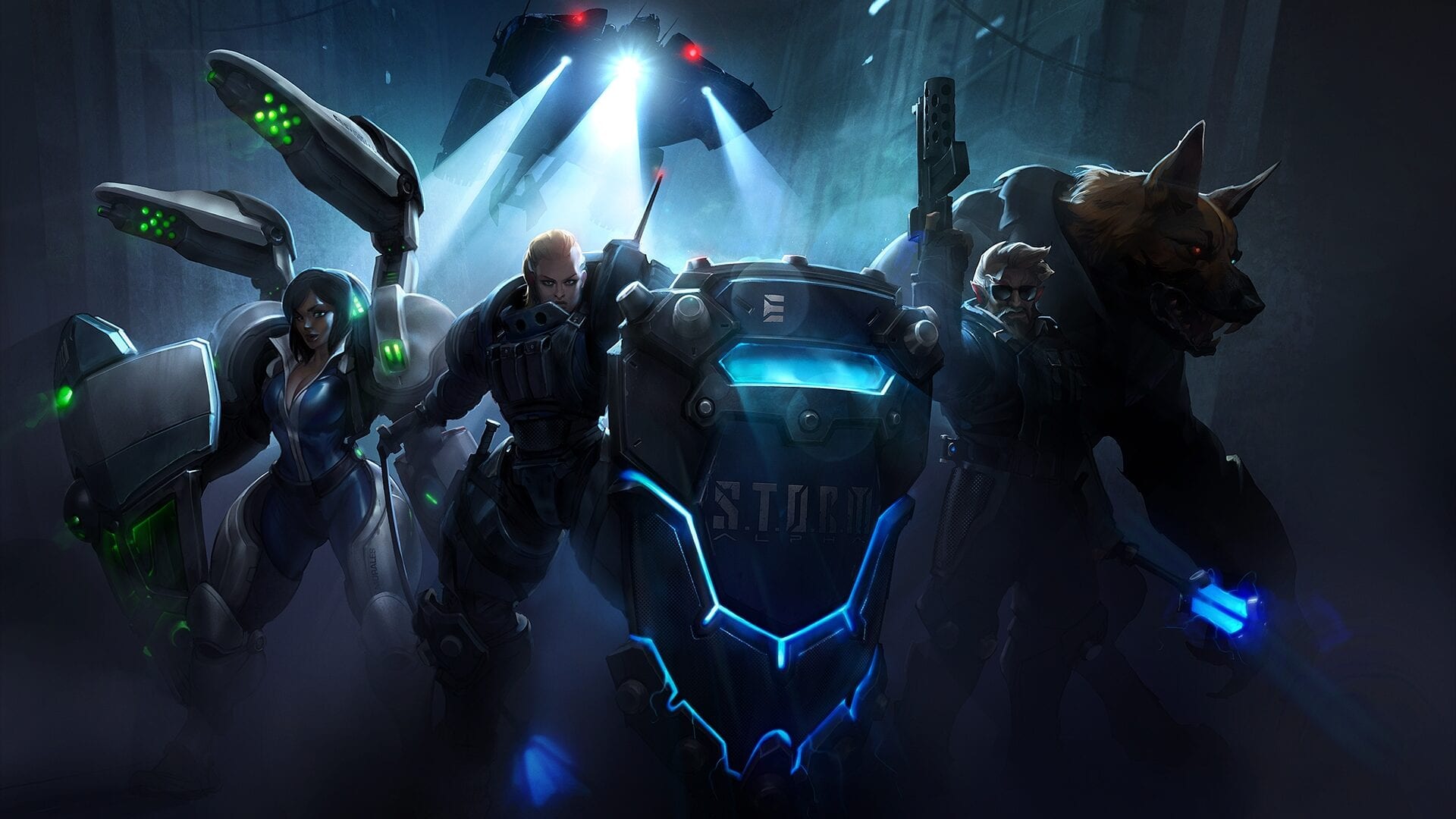 Silhouettes of three Heroes of the Storm characters including Morales