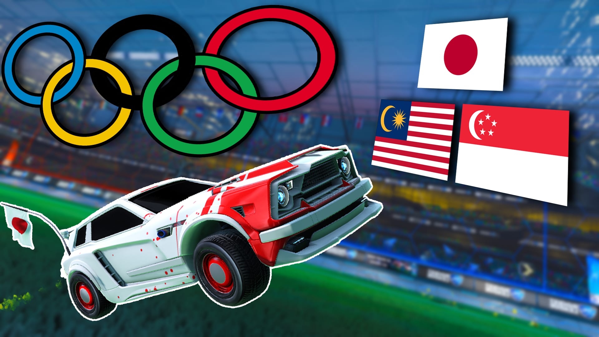 Intel World Open Rocket League with Japan, Singapore and Malaysia flags