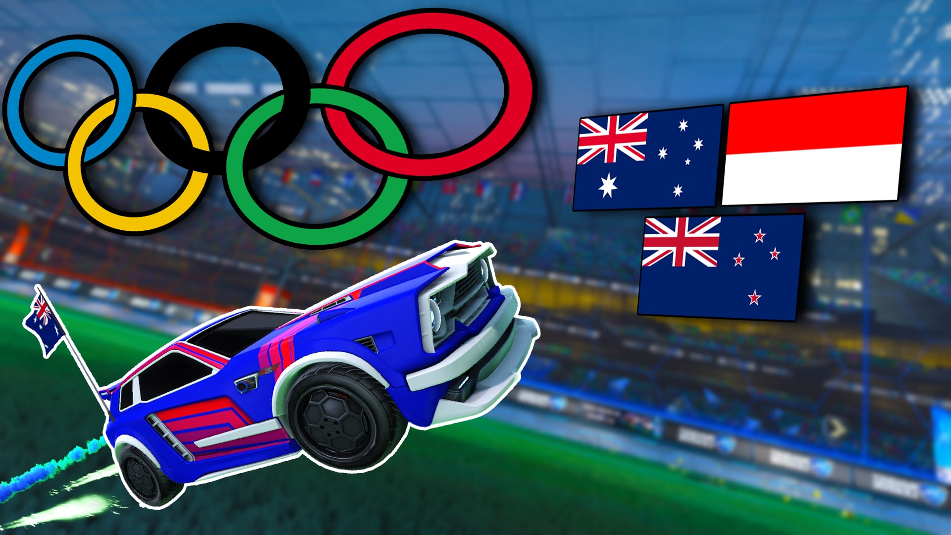 Intel World Open with Australian, New Zealand and Indonesian flags
