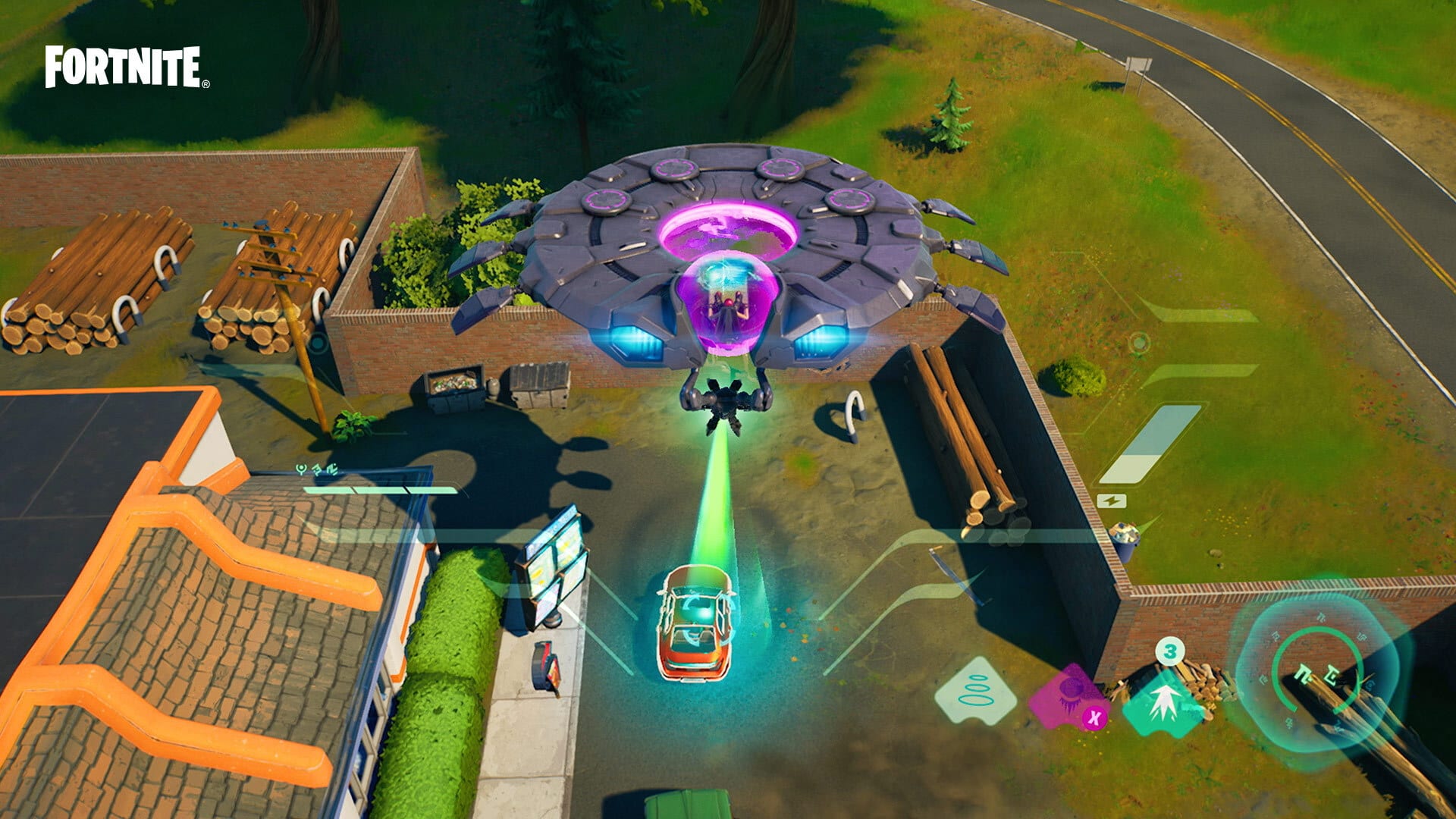 Damage an alien saucer in Fortnite