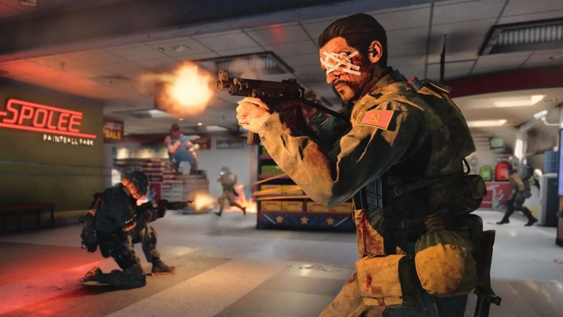 An Operator wielding the OTs 9 in Black Ops Cold War for its loadout