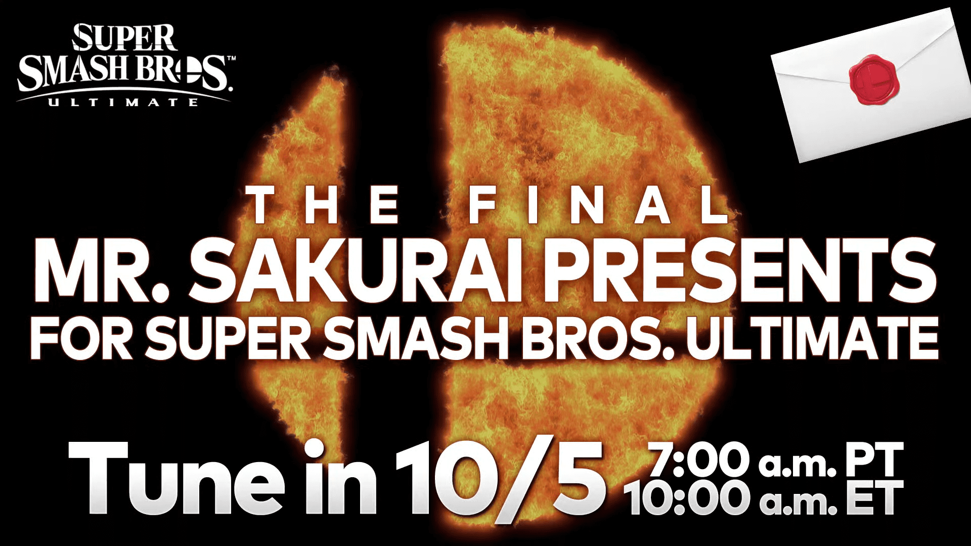 The final Super Smash Bros. Ultimate DLC character will be announced by Sakurai in October.