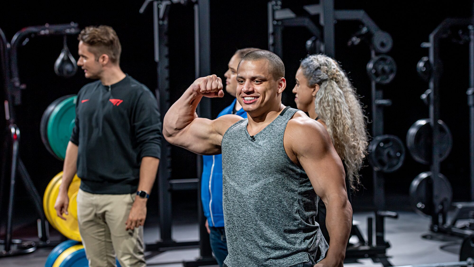 Tyler1, a subject in The Bag, flexing proudly at the Power Meet