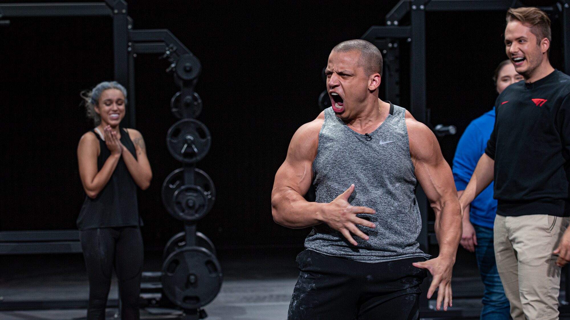 Tyler1 proudly screaming at the Power Meet