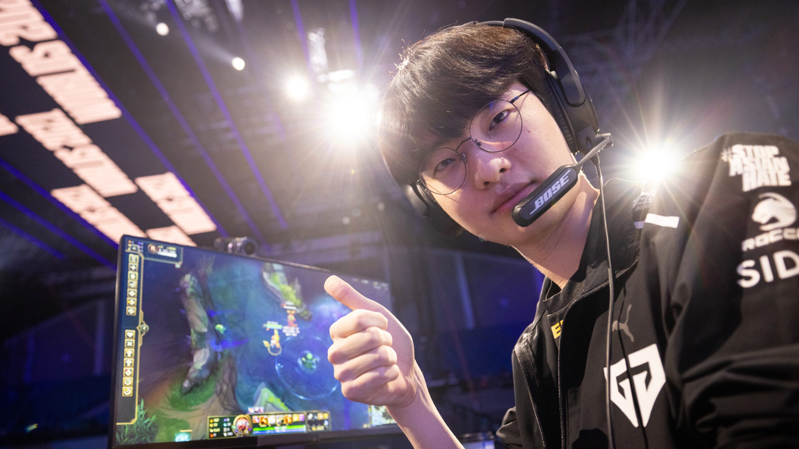 Rascal from Gen.G on stage at Worlds 2021