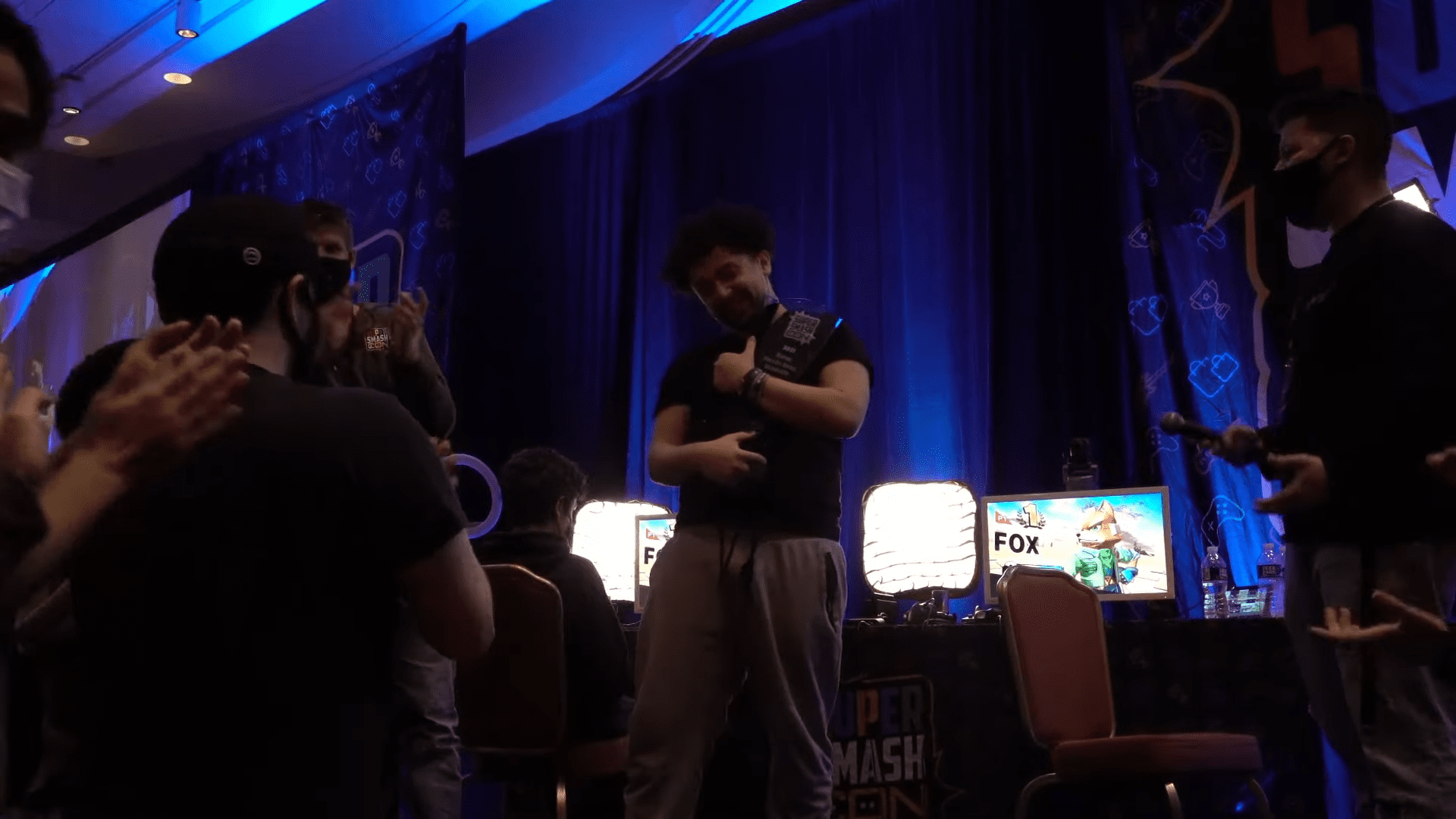 Light embraces his trophy after winning Super Smash Con: Fall Fest.