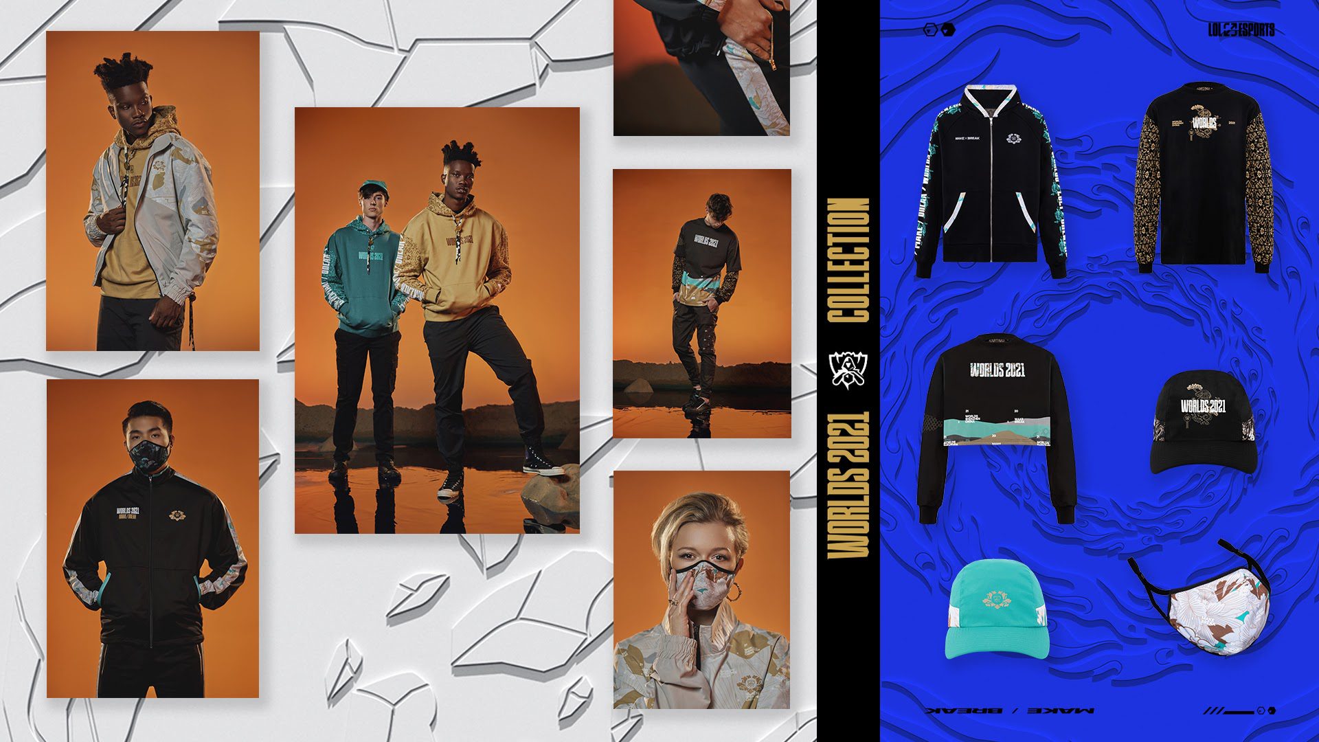 Pictures of various Worlds 2021 merch, including their main clothing items