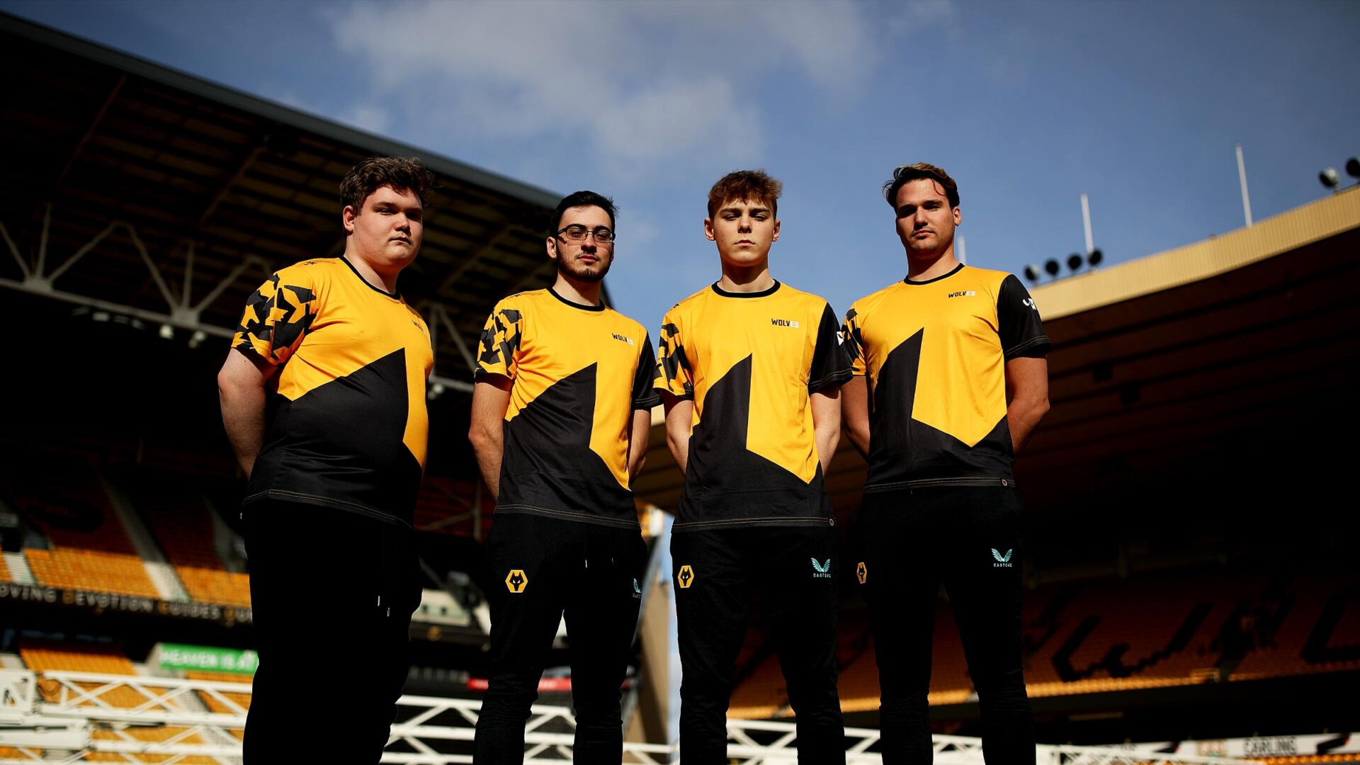 The new Wolves Esports line-up in the Wolverhampton Wanderers stadium