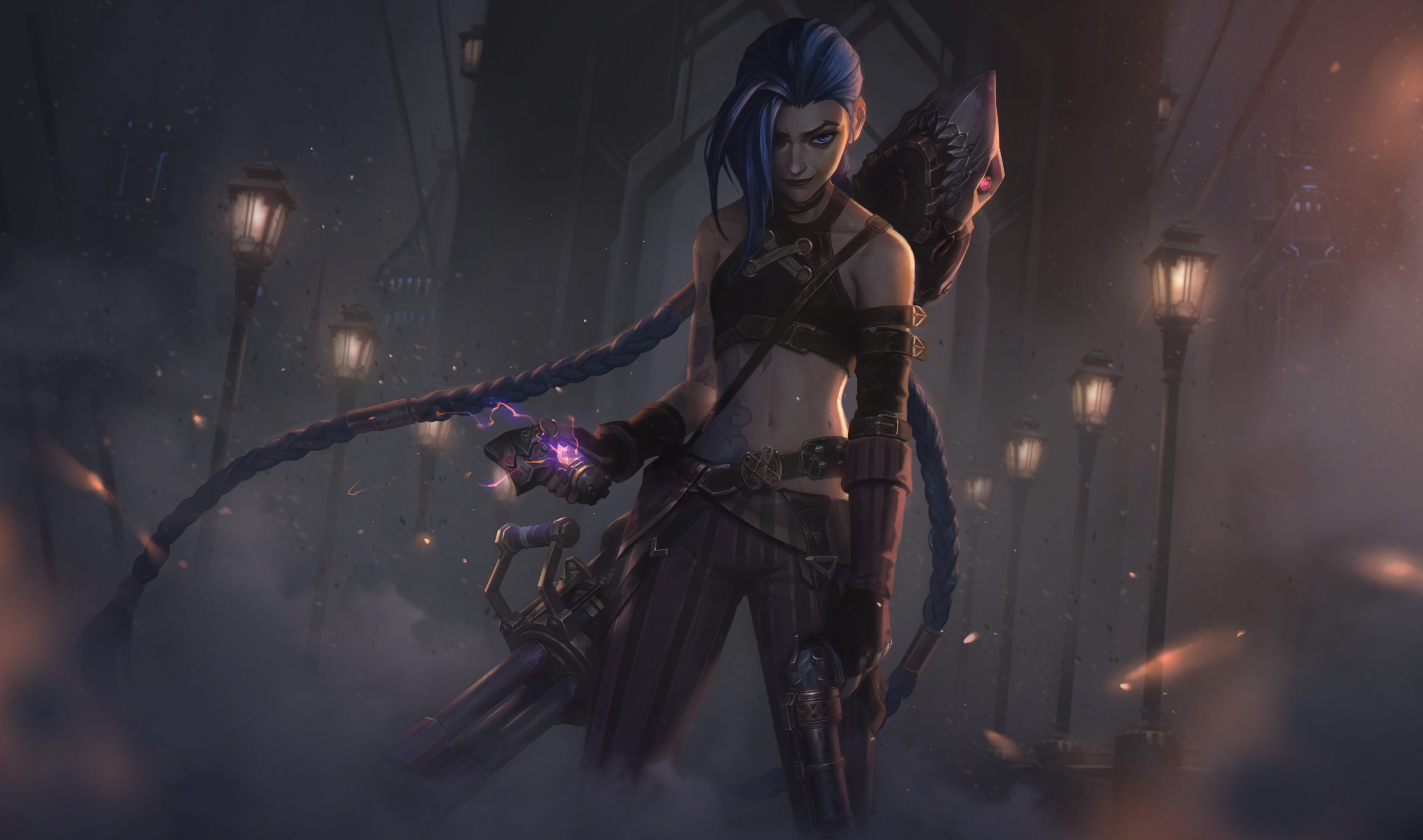Jinx, the main character of Arcane, who was featured during the Worlds 2021 finals show opener