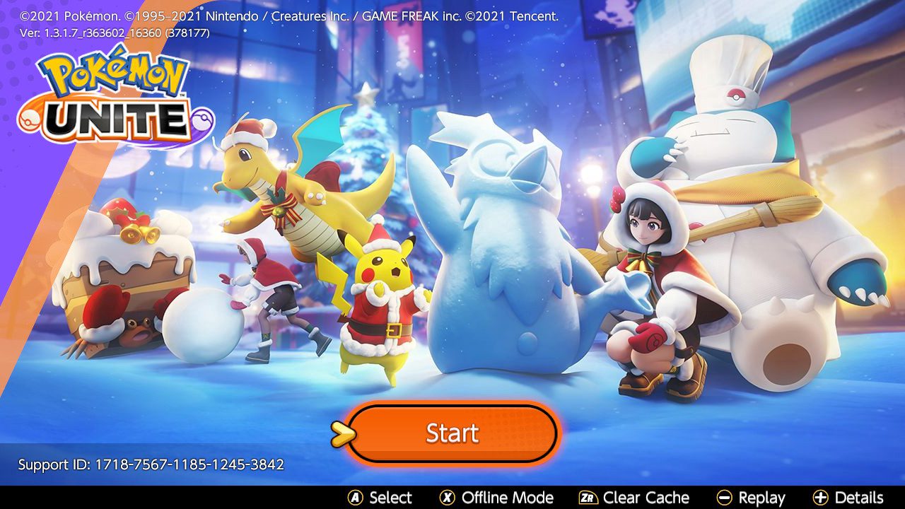 The Pokémon Unite holiday event screen