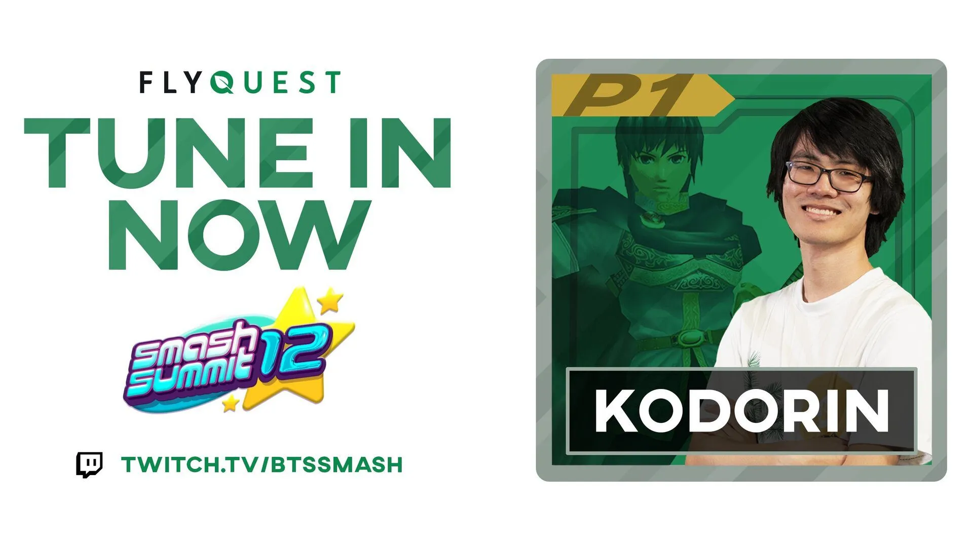 A graphic announcing KoDoRiN's attendance at Smash Summit 12.