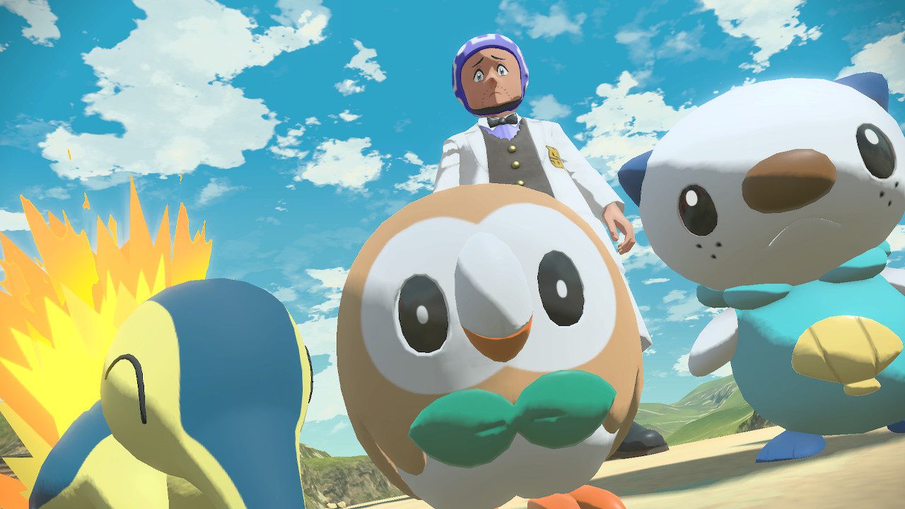 Pokémon Legends: Arceus starters Cyndaquil, Rowellete and Oshowatt