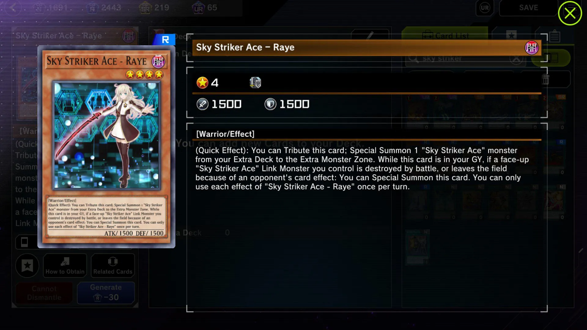 Yugioh Master Duel Sky Striker Raye budget deck