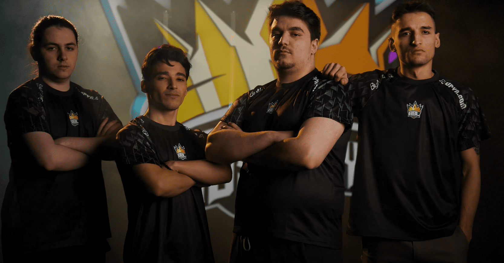 four BBL Valorant players standing and looking into the camera