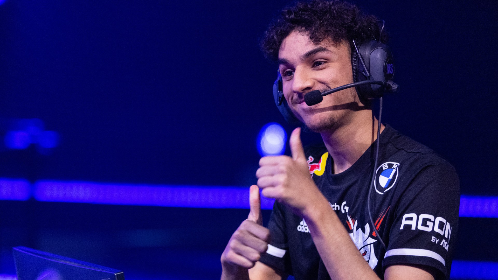 G2 Esports' Cista "keloqz" Wassim reacts at the VALORANT Champions Tour 2021