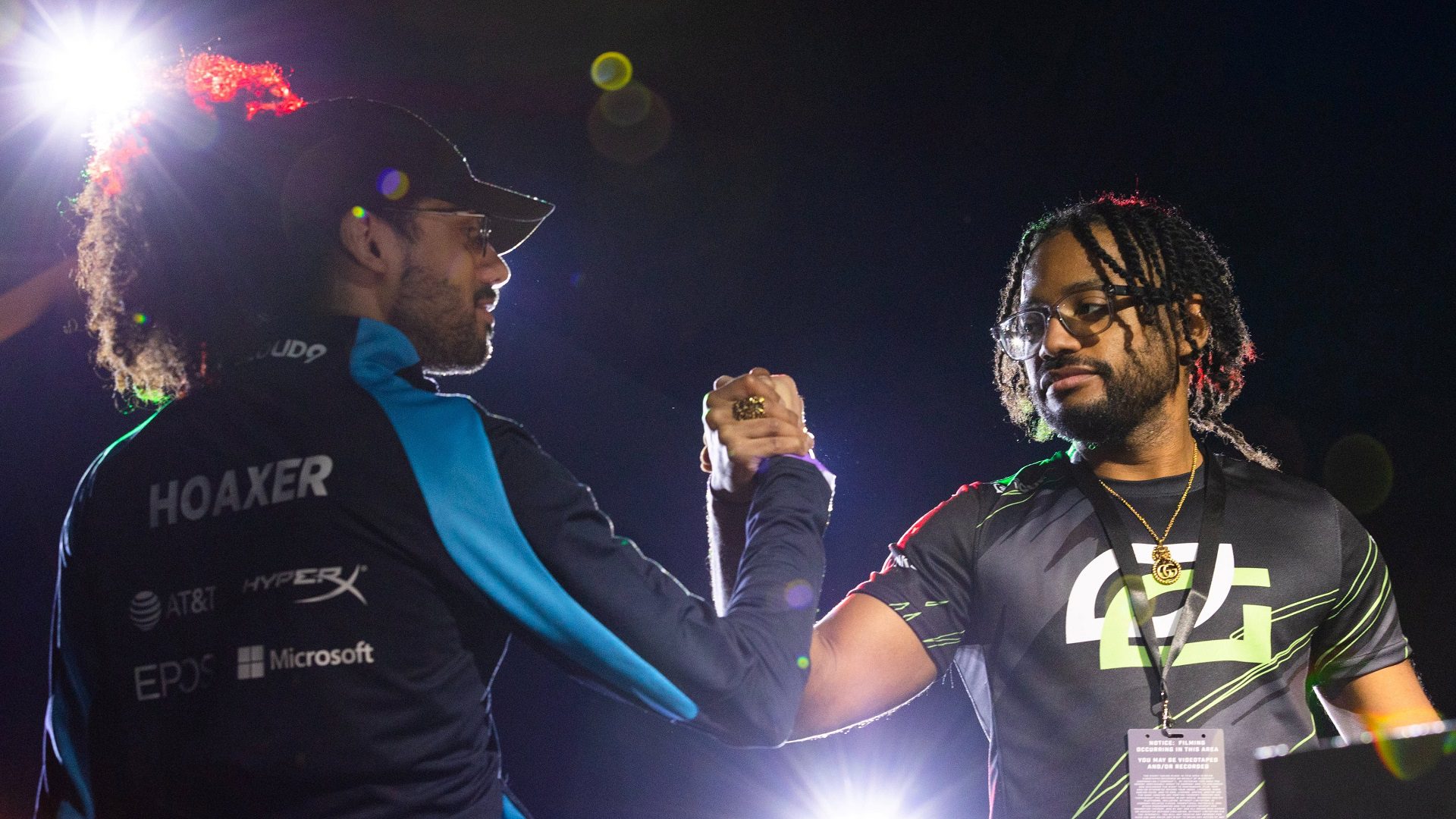 Coaches for Cloud9 and OpTic Gaming show respect before the HCS Anaheim Grand Finals
