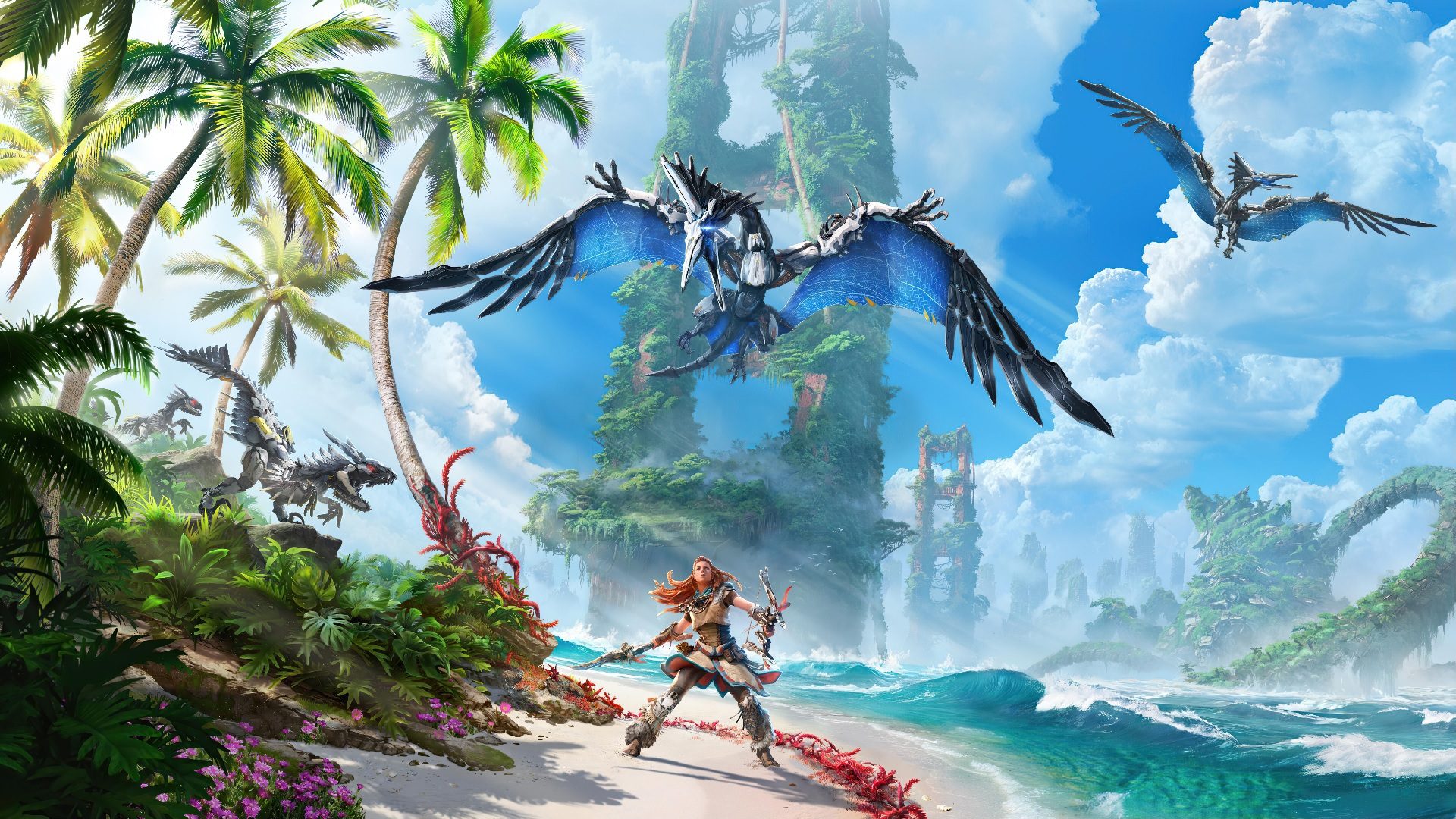 Horizon Forbidden West lore shown by Aloy on the beach shore