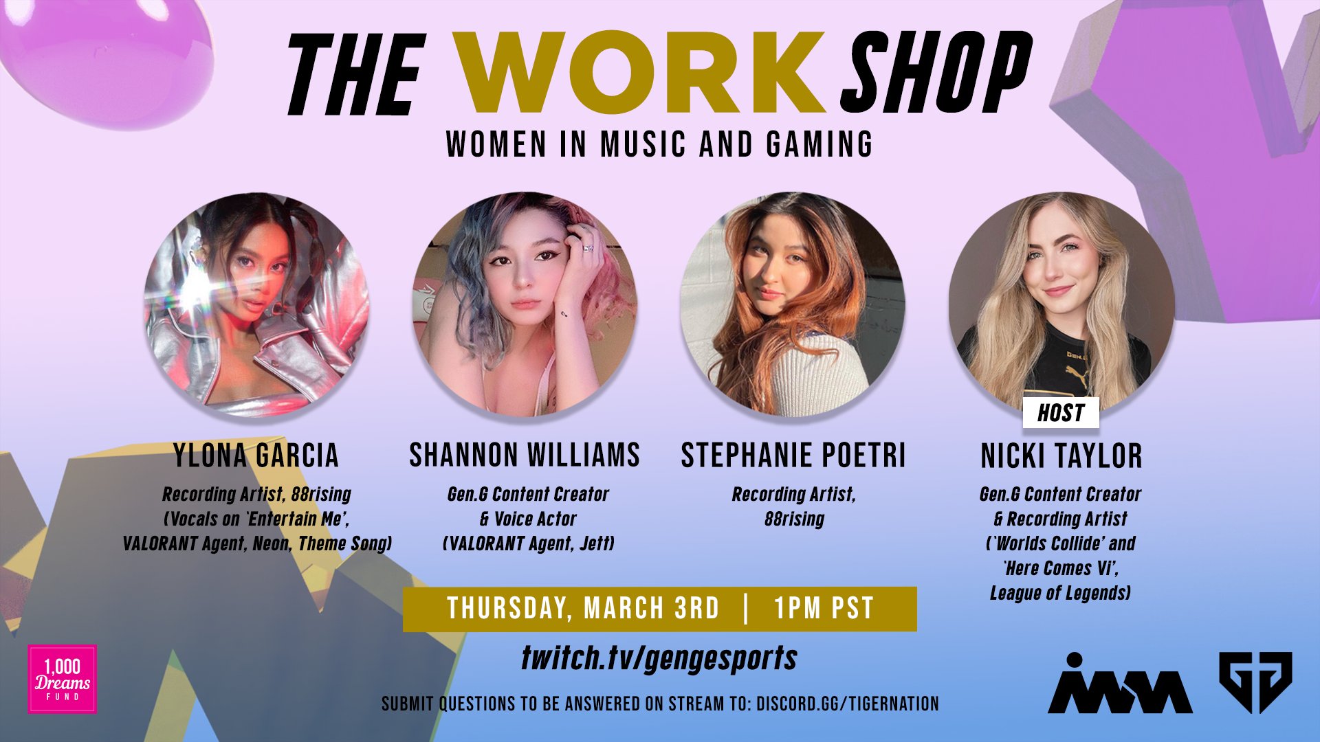 Gen.G’s women in gaming and music livestream information