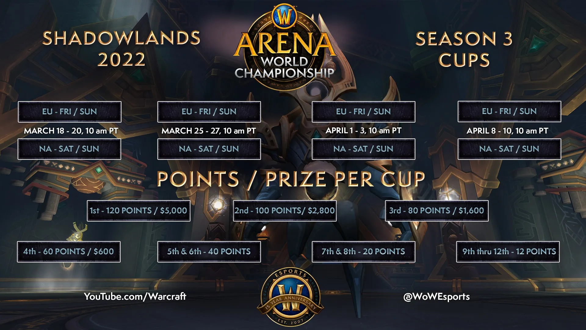 World of Warcraft Arena World Championship 2022 Season 3 schedule