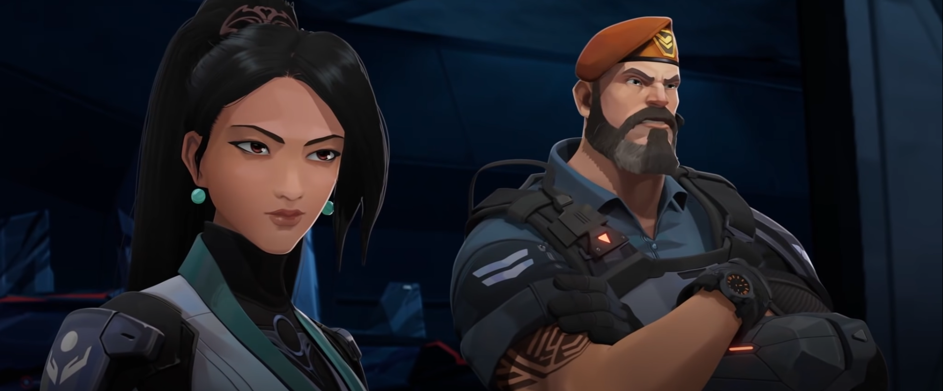 Sage and Brimstone in a VALORANT lore cinematic