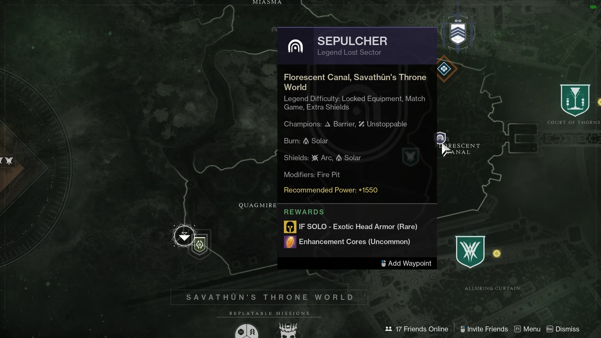 The Sepulcher Lost Sector is part of the Legend and Master daily rotation as of March 3. | Screenshot via Destiny 2