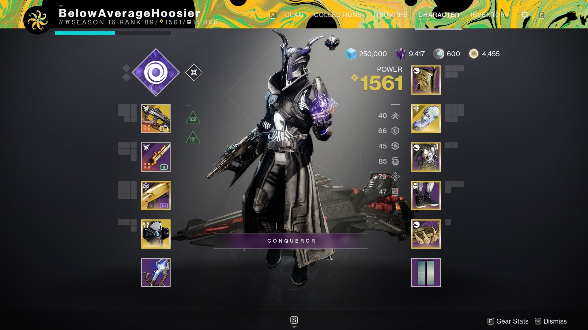 The Warlock loadout for the Extraction Master Lost Sector