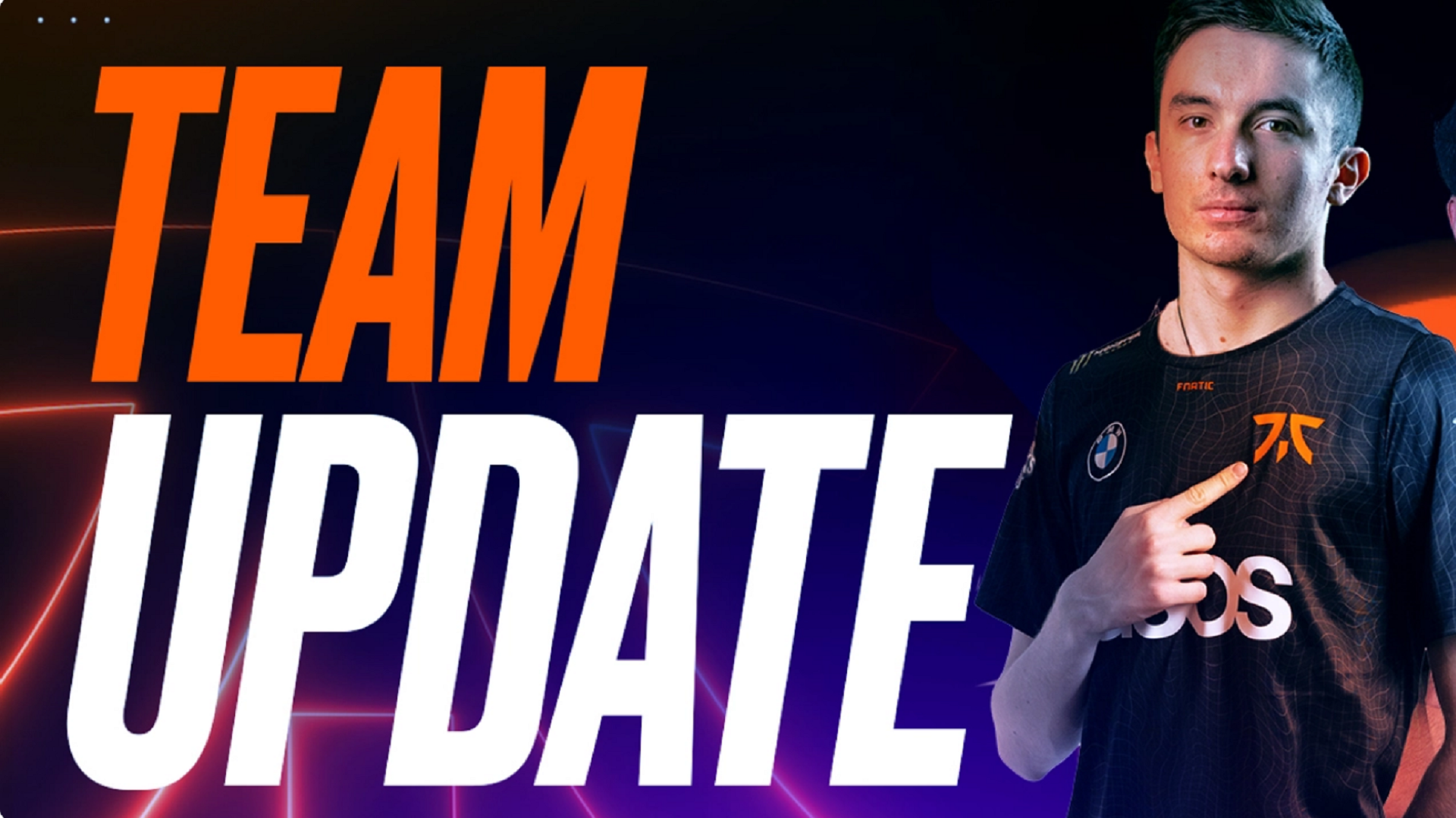 Enzo appears in a team update graphic announcing his addition to Fnatic alongside Alfajer.