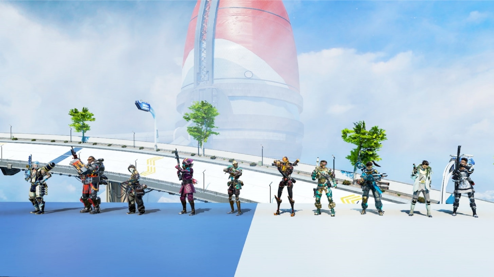 Apex Legends characters wear branded cosmetics from the ALGS Team Shop.