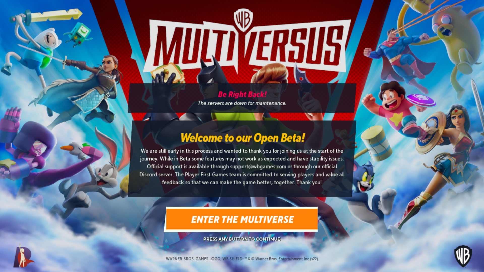 MultiVersus home screen after the Steam patch excluded LeBron