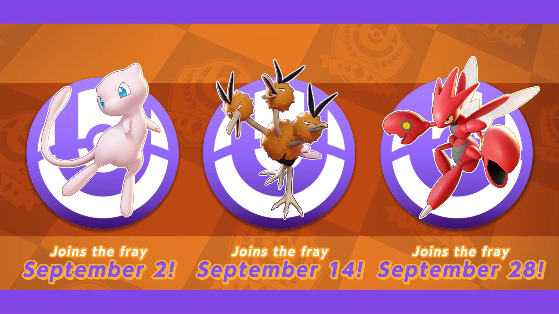 Mew, Dodrio and Scizor in Pokémon UNITE.