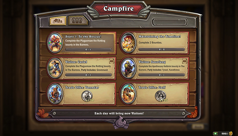 The Campfire area in Hearthstone Mercenaries