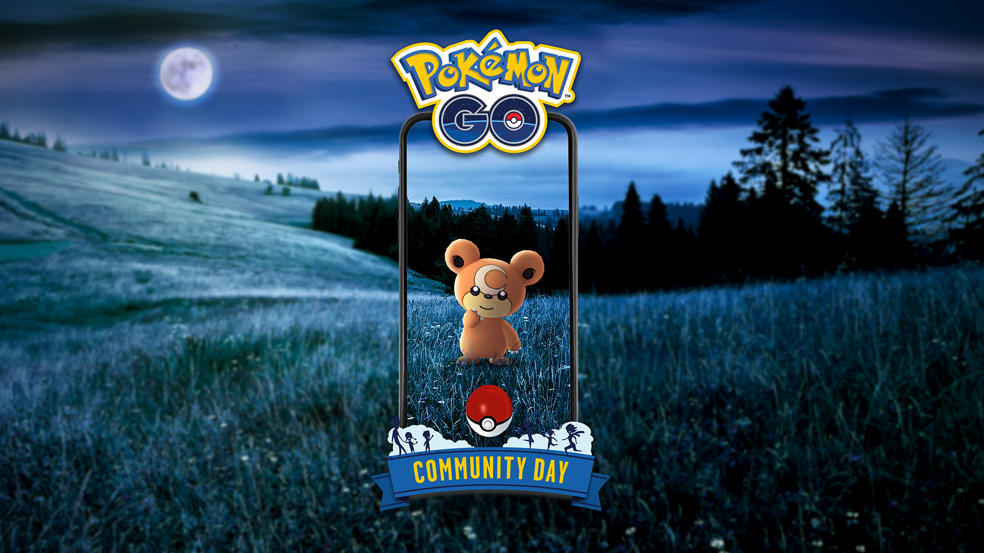 Graphic for the Teddiursa Community Day, during which trainers can get Ursaluna in Pokémon GO