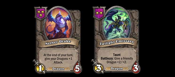 Nether Drake and Twilight Emissary in Hearthstone Battlegrounds