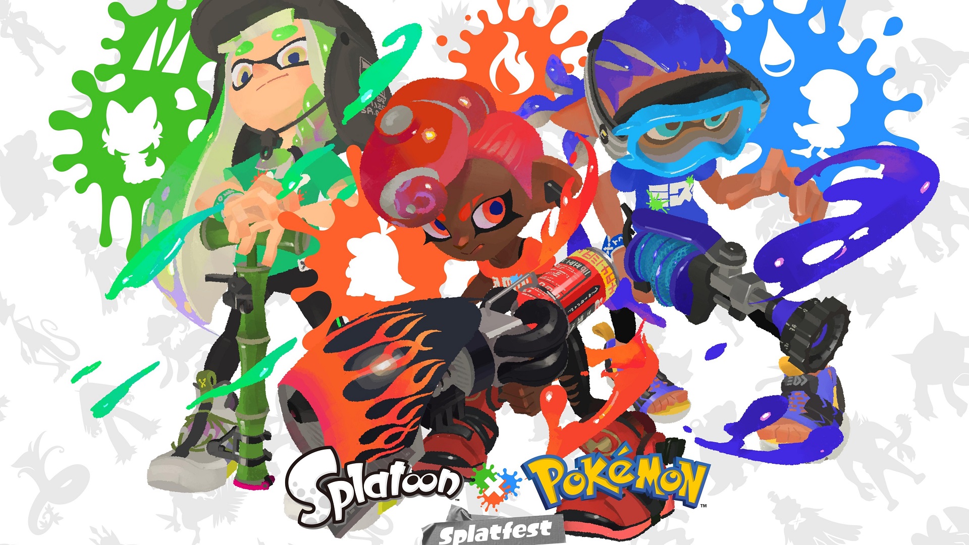 Graphic for the Splatoon Pokémon crossover