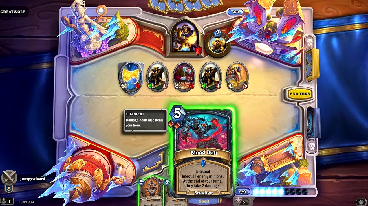 Blood Boil card gameplay in March of the Lich King
