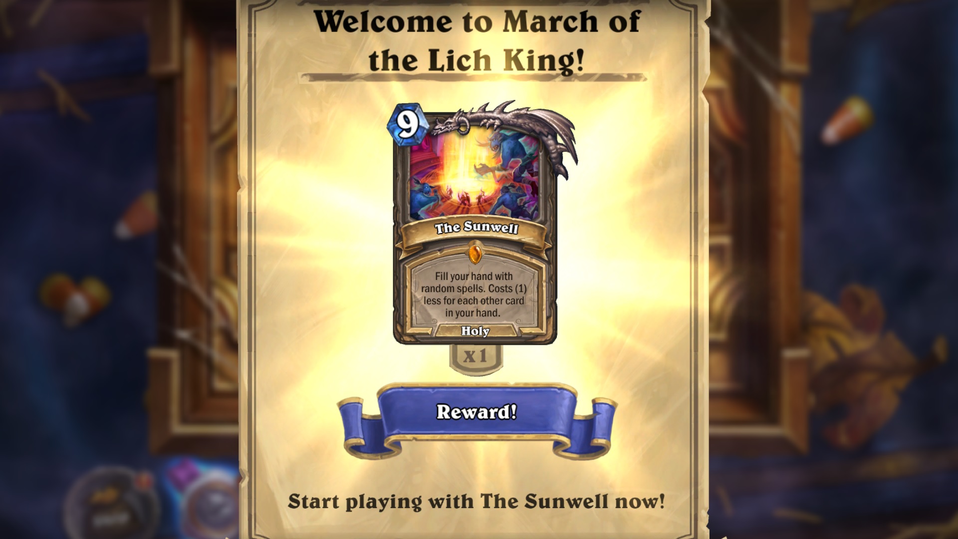 The Sunwell Legendary spell in Hearthstone