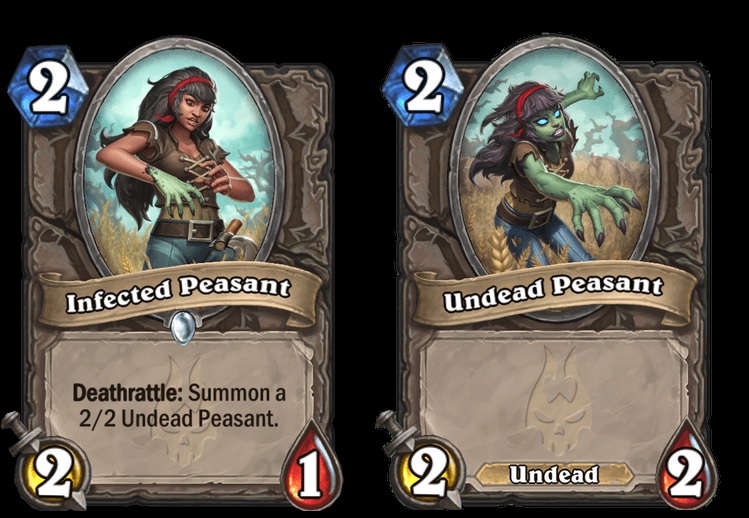 Infected Peasant and Undead Peasant in Hearthstone March of the Lich King