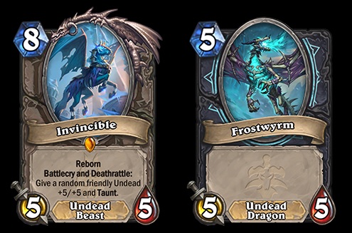 Invincible and Frostwyrm are dual-type minions