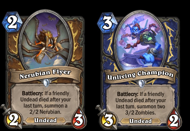 Nerubian Flyer and Unliving Champion in Hearthstone