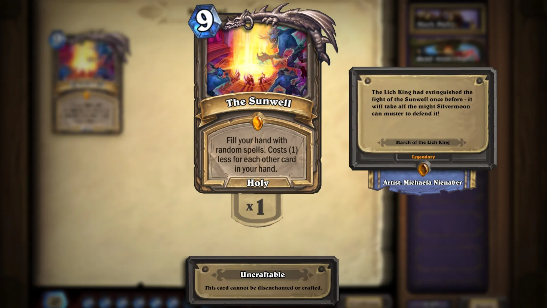 The Sunwell's flavor text in Hearthstone