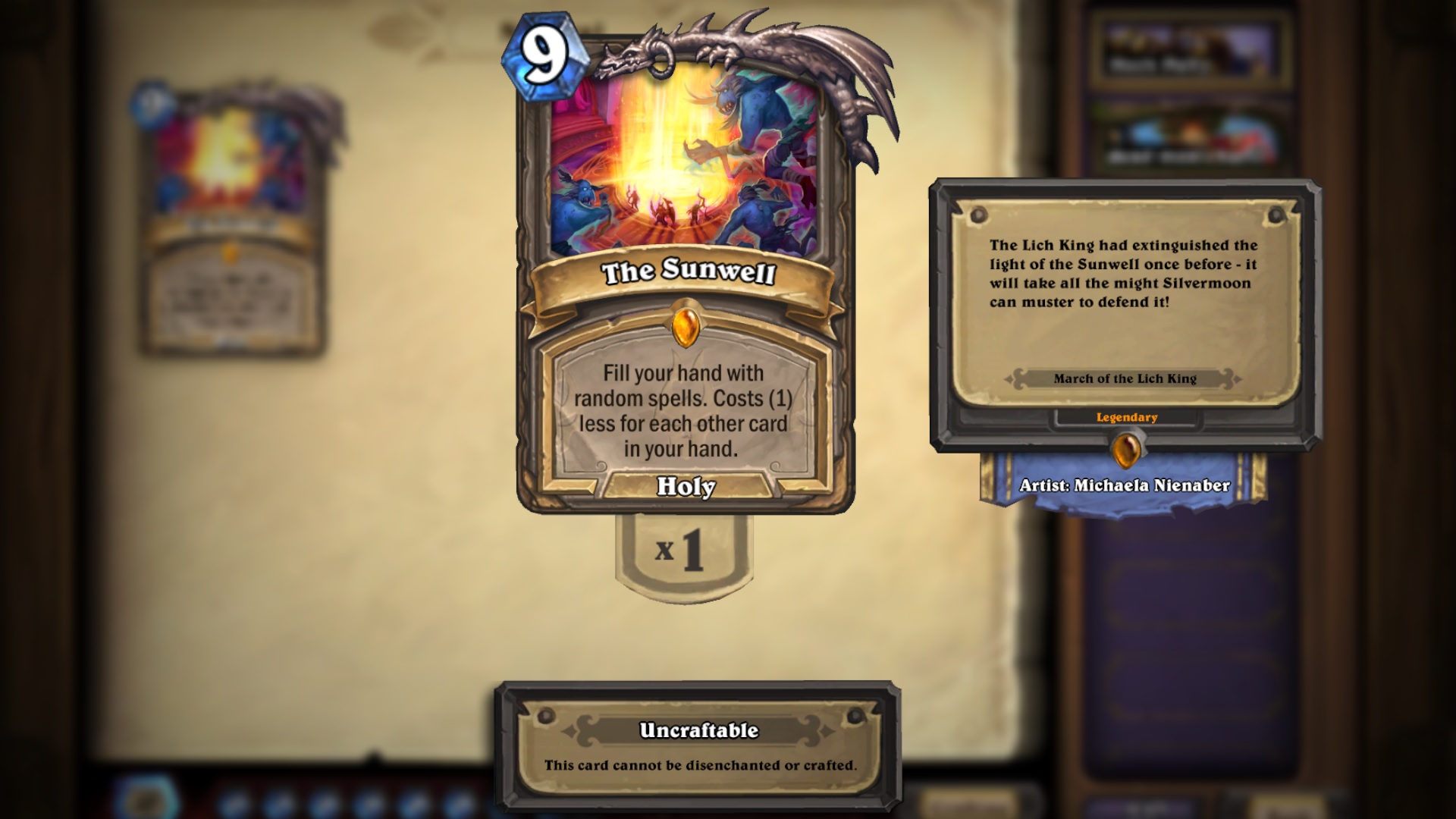 The Sunwell's flavor text in Hearthstone